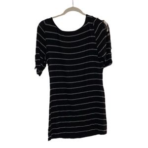 Black and Grey Stripped Bailey 44 Shirt. Size Large. Made in USA. Scooped Neck.